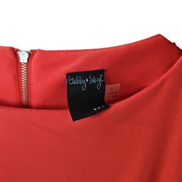 Gabby Style Orange Coral Midi‎ Shift Dress Bell Ruffle 3/4 Sleeve size 6 - Picture 12 of 16